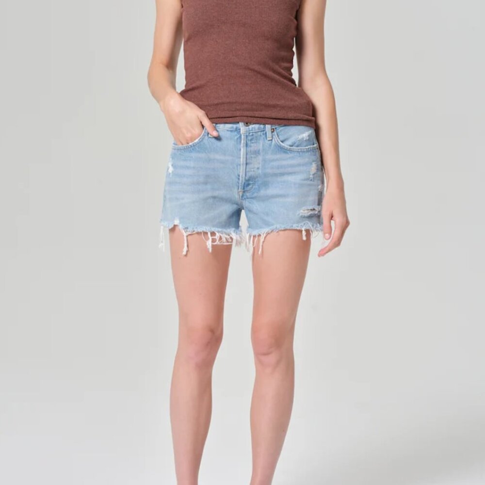 AGOLDE Light washed organic cotton denim cutoff Parker Short High Rise Size 29